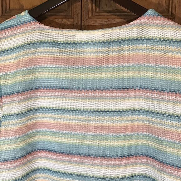 Alfred Dunner Pastel Lined Mesh Top Women's L Short Sleeve Scoop Neck Blouse - Picture 5 of 8